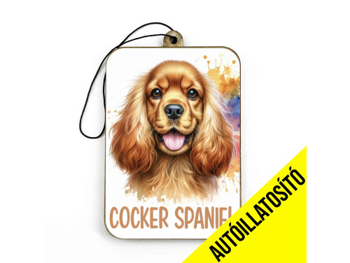 (ILL022) Barna Cocker Spaniel - Kutyás Autóillatosító - Autós Kiegészítő - Kutyás Ajándékok - Ajándék Kutyabarátoknak - Ajándék Kutyatulajdonosoknak