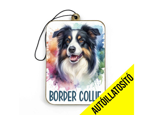 (ILL014) Barnás Border Collie- Kutyás Autóillatosító - Autós Kiegészítő - Kutyás Ajándékok - Ajándék Kutyabarátoknak - Ajándék Kutyatulajdonosoknak