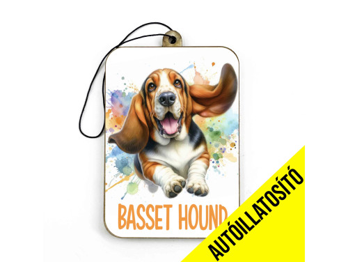 (ILL007) Basset Hound - Kutyás Autóillatosító - Autós Kiegészítő - Kutyás Ajándékok - Ajándék Kutyabarátoknak - Ajándék Kutyatulajdonosoknak