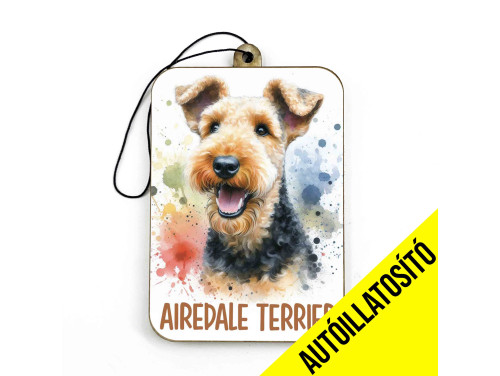 (ILL002) Airedale Terrier - Kutyás Autóillatosító - Autós Kiegészítő - Kutyás Ajándékok - Ajándék Kutyabarátoknak - Ajándék Kutyatulajdonosoknak