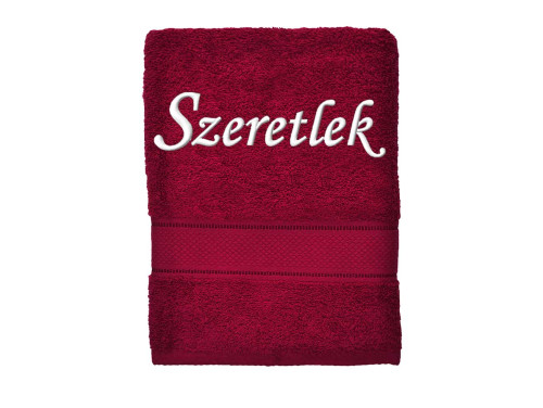 Egyedi Hímzett Törölköző ⭐ Szeretlek Felirattal Hímzett Törölköző - Egyedi Ajándék