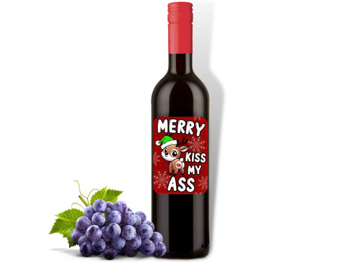 (BOV1-131) Merry Kiss My Ass - Vörös Száraz Bor, 750ml - Karácsonyi Bor - Karácsonyi Ajándék