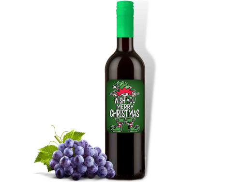 (BOV1-134)  Wish You Merry Chrsitmas - Vörös Száraz Bor, 750ml - Karácsonyi Bor - Karácsonyi Ajándék