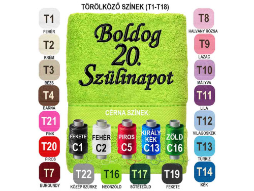 ⭐ Szülinapi Hímzett Törölköző ⭐ Boldog 20. Szülinapot ⭐ Ajándék 20. Születésnapra