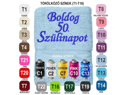 ⭐ Szülinapi Hímzett Törölköző ⭐ Boldog 50. Szülinapot ⭐ Ajándék 50. Születésnapra