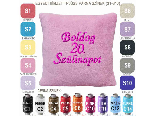 Szülinapi Hímzett Párna 45x45cm ⭐Boldog 20. Szülinapot ⭐ Ajándék 20. Születésnapra