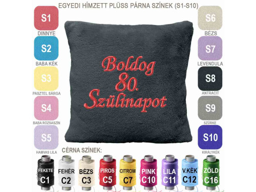 Szülinapi Hímzett Párna 45x45cm ⭐Boldog 80. Szülinapot ⭐ Ajándék 80. Születésnapra