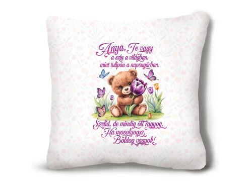 (NNP176) Nagy Négyzet Plüss Párna 45 x45 cm - Anya Te vagy a szín a világban - Anyák Napi Ajándék Anyáknak