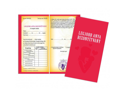 (BIZ025) Bizonyítvány - Legjobb anya bizonyítvány - Ajándék anyáknak