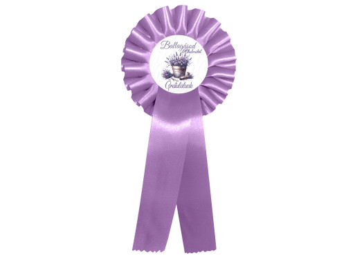 (D087) Ballagási Kitűtő, Díjszalag 11,3 cm x 26 cm - Ballagásod alkalmából gratulálunk – Levendulás Ballagási Ajándék