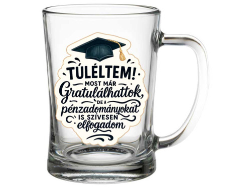 (SS377) Ballagási Söröskorsó - Túléltem 500 ml - Ballagási, Diplomaosztóra Ajándék