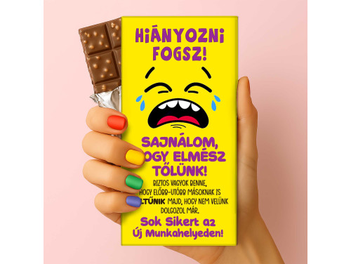 Csoda Csoki - Feliratos Csokoládé - Hiányozni Fogsz - Munkahelyi Búcsúztató Ajándék - Rizses Tejcsokoládé 75 g