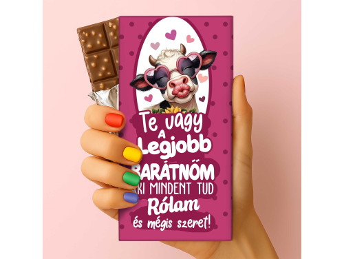 Csoda Csoki - Feliratos Csokoládé - Te vagy a legjobb barátnőm - Ajándék Barátnőnek - Rizses Tejcsokoládé 75 g