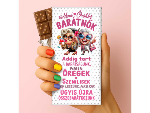 Csoda Csoki - Feliratos Csokoládé - Mind Örökké Barátnők - Ajándék Barátnőnek - Rizses Tejcsokoládé 75 g