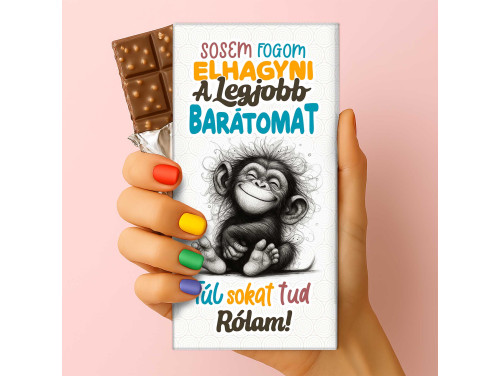 Csoda Csoki - Feliratos Csokoládé - Sosem Fogom Elhagyni A Legjobb Barátomat - Ajándék Barátnőnek - Rizses Tejcsokoládé 75 g