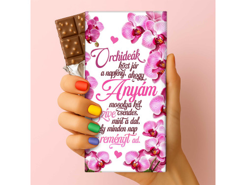Csoda Csoki - Feliratos Csokoládé - Orchideák közt jár a napfény - Anyák Napi Ajándék Anyáknak - Rizses Tejcsokoládé 75 g