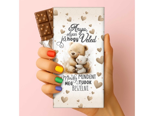 Csoda Csoki - Feliratos Csokoládé - Anya, olyan jó, hogy Veled - Anyák Napi Ajándék Anyáknak - Rizses Tejcsokoládé 75 g