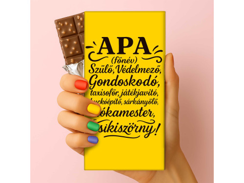 Csoda Csoki - Feliratos Csokoládé - Apa Főnév Szülő, Védelmező - Apák Napi Ajándék Apáknak - Rizses Tejcsokoládé 75 g