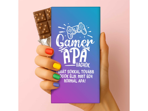 Csoda Csoki - Feliratos Csokoládé - Gamer Apa - Apák Napi Ajándék Apáknak - Rizses Tejcsokoládé 75 g