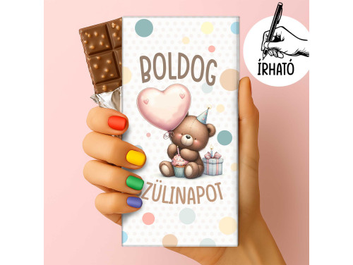 Csoda Csoki - Feliratos Csokoládé - Írható Számmal Boldog Szülinapot Macis Csoki- Rizses Tejcsokoládé 75 g - Egyedi Születésnapi Ajándék