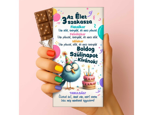 Csoda Csoki - Feliratos Csokoládé - Az Élet 3 Szakasza - Rizses Tejcsokoládé 75 g - Születésnapi Ajándék