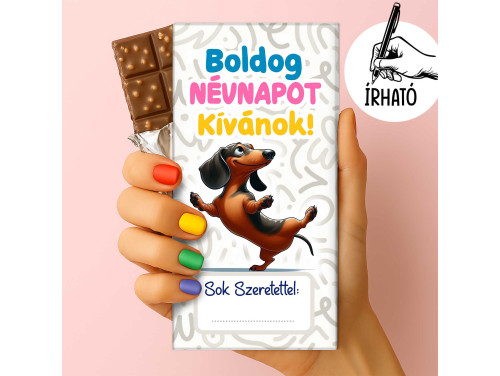 Csoda Csoki - Feliratos Csokoládé - Boldog Névnapot Kívánok Írható - Rizses Tejcsokoládé 75 g - Névnapi Ajándék