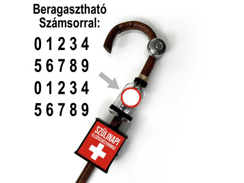 Vicces Sétabot - Csengős Sétabot - Csengős Kampósbot - Egyedi Számos - Szülinapi Ajándék