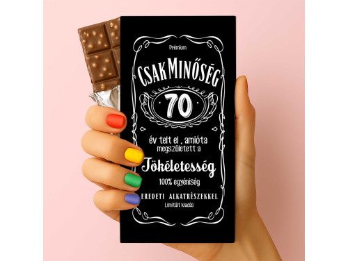 Csoda Csoki - Feliratos Csokoládé - 70 Csak Minőség - Rizses Tejcsokoládé 75 g - 70. Születésnapi Ajándék