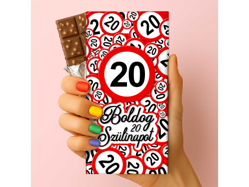 Csoda Csoki - Feliratos Csokoládé - 20-as Karikás Körös - Rizses Tejcsokoládé 75 g - 20. Születésnapi Ajándék