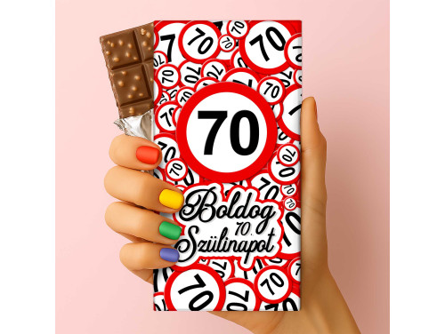 Csoda Csoki - Feliratos Csokoládé - 70-es Karikás Körös - Rizses Tejcsokoládé 75 g - 70. Születésnapi Ajándék