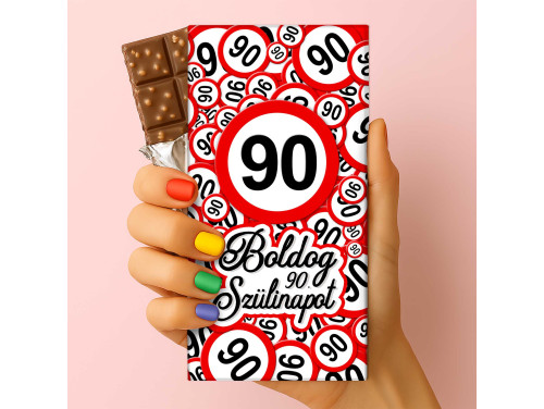 Csoda Csoki - Feliratos Csokoládé - 90-es Karikás Körös - Rizses Tejcsokoládé 75 g - 90. Születésnapi Ajándék
