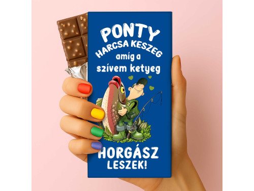 Csoda Csoki - Feliratos Csokoládé - Ponty Harcsa Keszeg - Ajándék Horgásznak - Rizses Tejtábla 75 g