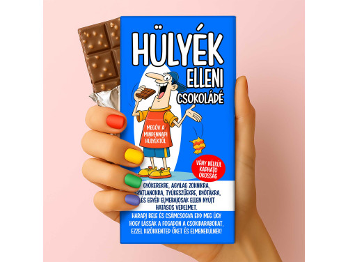 Csoda Csoki - Feliratos Csokoládé - Hülyék Elleni Csokoládé - Vicces Csoki Ajándék - Rizses Csokoládé 75 g