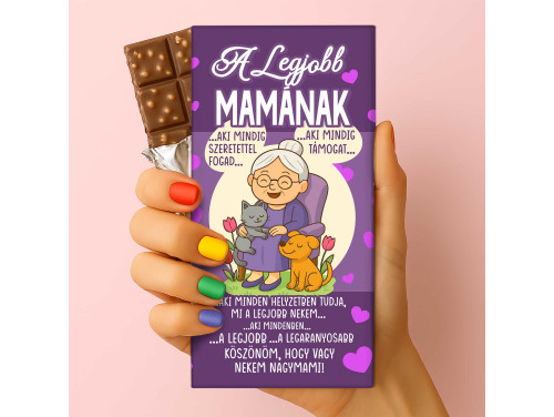 Csoda Csoki - Feliratos Csokoládé - A Legjobb Mamának - Csoki Ajándék Nagymamának - Rizses Csokoládé 75 g