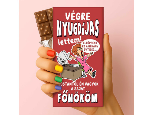 Csoda Csoki - Feliratos Csokoládé - Végre Nyugdíjas vagyok - Ajándék Nyugdíjasnak - Rizses Tejtábla 75 g