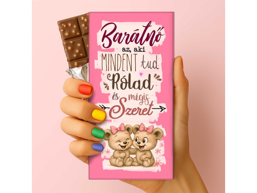 Csoda Csoki - Feliratos Csokoládé - Barátnő az, aki szeret - Ajándék Barátnőnek - Rizses Csoki 75 g