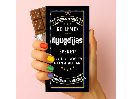 Csoda Csoki - Feliratos Csokoládé - Kellemes Nyugdíjas Éveket - Ajándék Nyugdíjasnak - Rizses Tejtábla 75 g