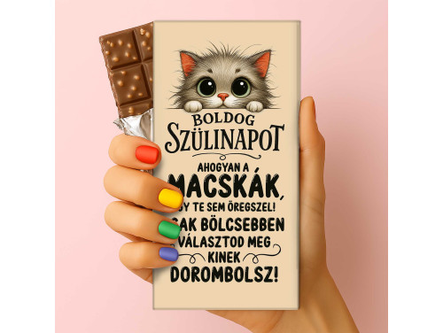 Csoda Csoki - Feliratos Csokoládé - Boldog Szülinapot Ahogyan A Macskák - Rizses Csokoládé 75 g - Születésnapi Ajándék
