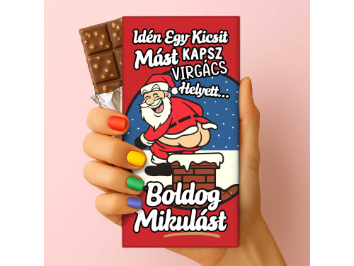 Feliratos Csokoládé - Idén Egy Kicsit Mást Kapsz Virgács Helyett - Vicces Mikulás Ajándék - Vicces Mikulás Csoki - Rizses Csokoládé 75 g