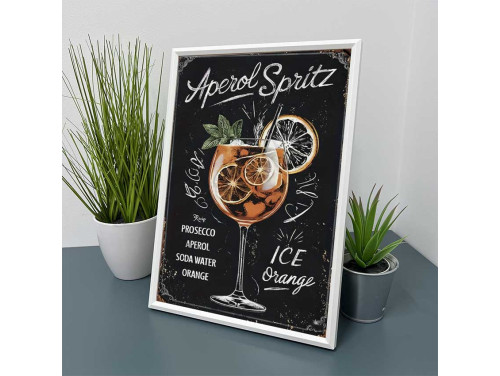 Vicces Kép Kerettel 21×30 cm – Aperol Spritz - Italrecept dekor konyhába, bárba