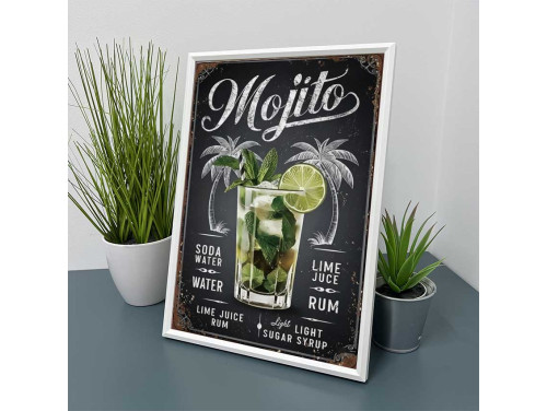 Vicces Kép Kerettel 21×30 cm – Mojito - Italrecept dekor konyhába, bárba
