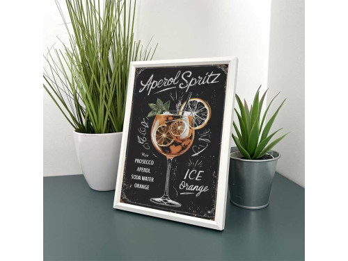 Vicces Kép Kerettel 13,5×18,5 cm – Aperol Spritz - Italrecept dekor konyhába, bárba