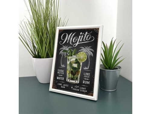 Vicces Kép Kerettel 13,5×18,5cm – Mojito - Italrecept dekor konyhába, bárba