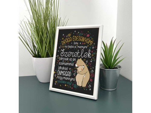 Vicces Kép Kerettel 13,5×18,5 cm – Drága Édesanyám - Anyák napi ajándék, szívmelengető dekor Anyáknak