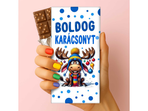 Csoda Csoki - Feliratos Csokoládé - Boldog Karácsonyt Rénszarvas fiú - Karácsonyi Csoki - Rizses Csokoládé 75 g
