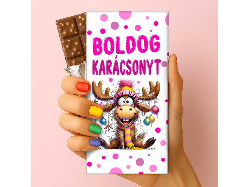 Csoda Csoki - Feliratos Csokoládé - Boldog Karácsonyt Rénszarvas lány - Karácsonyi Csoki - Rizses Csokoládé 75 g
