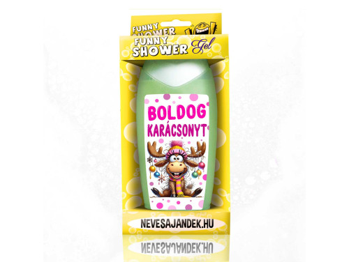 (TUS190) Karácsonyi Tusfürdő 300 ml – Boldog Karácsonyt Rénszarvas Lány Mintás Tusfürdő - Karácsonyit Ajándék