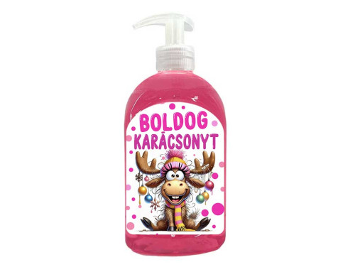 (VF071) Karácsonyi Szappan Folyékony - Boldog Karácsonyt Feliratú Lány Rénszarvasos Szappan – Karácsonyi Ajándék
