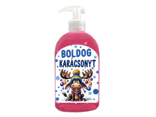 (VF072) Karácsonyi Szappan Folyékony - Boldog Karácsonyt Feliratú Fiú Rénszarvasos Szappan – Karácsonyi Ajándék