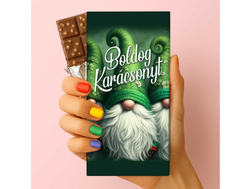 Csoda Csoki - Feliratos Csokoládé - Boldog Karácsonyt Zöld Gnóme Manós - Karácsonyi Csoki - Rizses Csokoládé 75 g